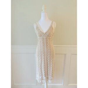 Collette Dinnigan Ivory Lace Overlay Sheath Dress S